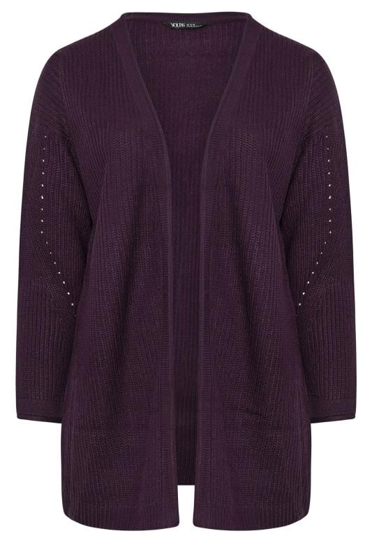 YOURS Plus Size Dark Purple Knitted Cardigan Yours Clothing