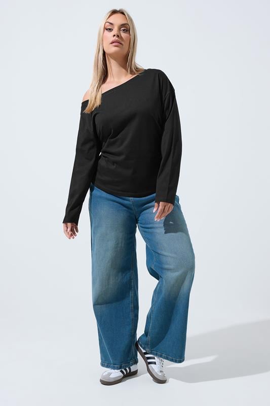 LIMITED COLLECTION Black Off Shoulder Long Sleeve Top 1