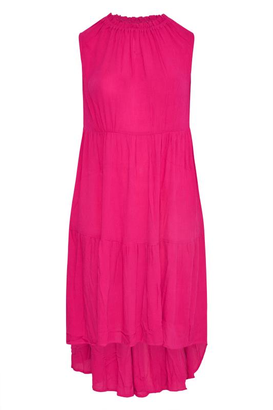 Plus Size Hot Pink Sleeveless Crinkle Dress | Yours Clothing 6