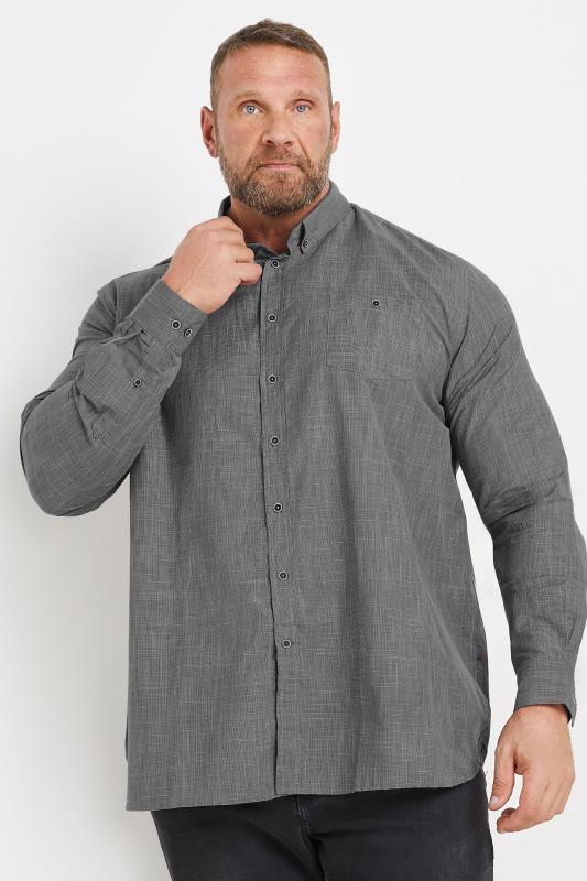 D555 Big & Tall Charcoal Grey Long Sleeve Shirt | BadRhino 1