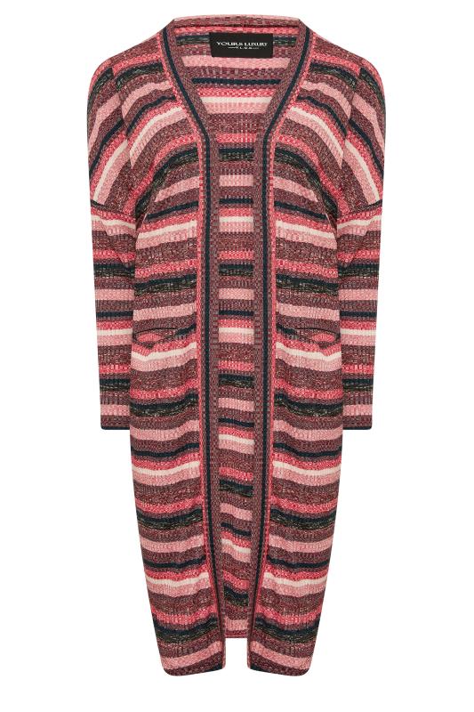YOURS LUXURY Plus Size Pink Soft Touch Ribbed Pocket Cardigan | Yours Clothing 7