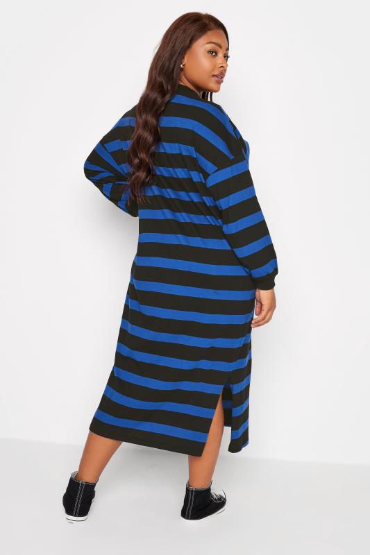 YOURS Plus Size Blue Stripe Print Oversized T-Shirt Dress | Yours Clothing 4