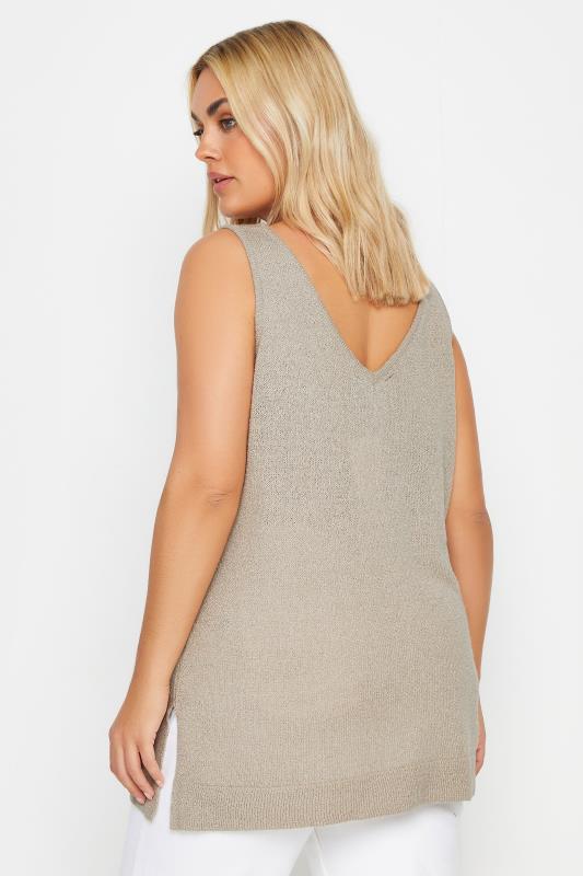 YOURS Plus Size Natural Brown Knitted Vest Top | Yours Clothing 4