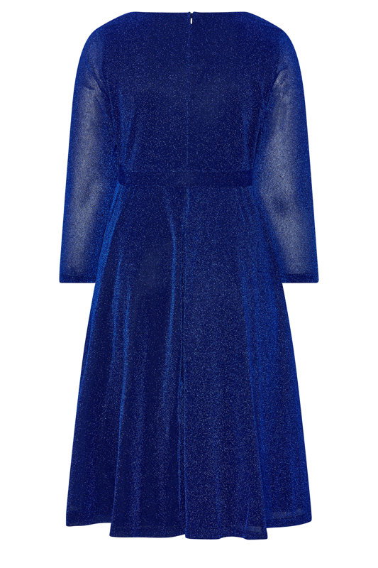 Yours London Women's Plus Size Cobalt Blue Metallic Wrap Dress Size 14