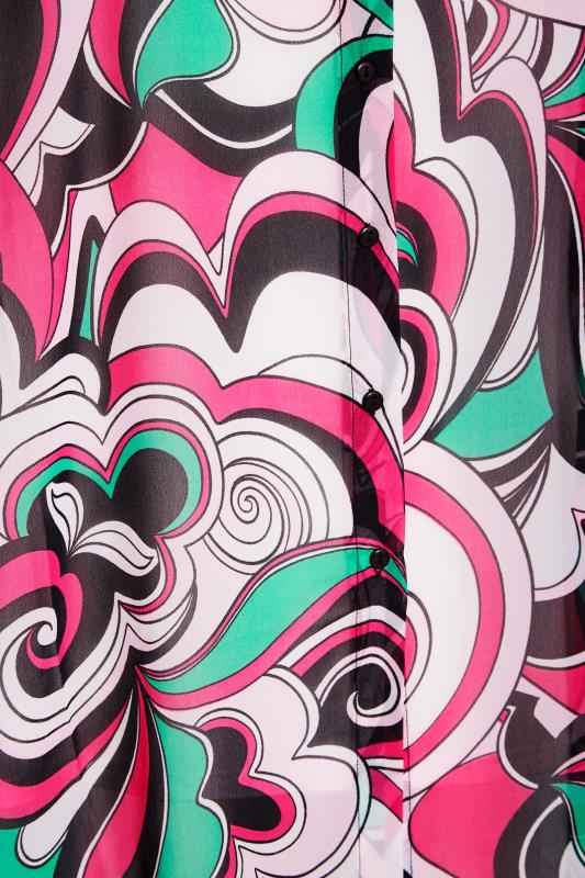Curve Pink Retro Swirl Print Longline Beach Shirt 6