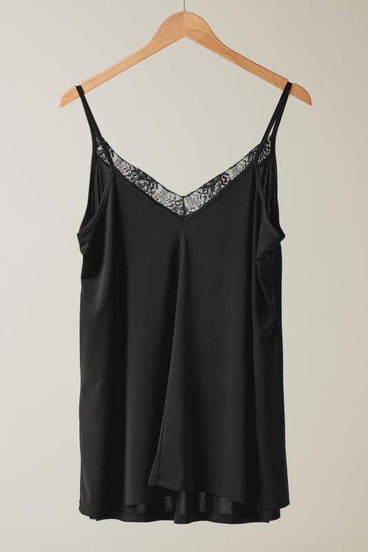 EVANS Plus Size Black Lace Trim Cami Top | Evans 6