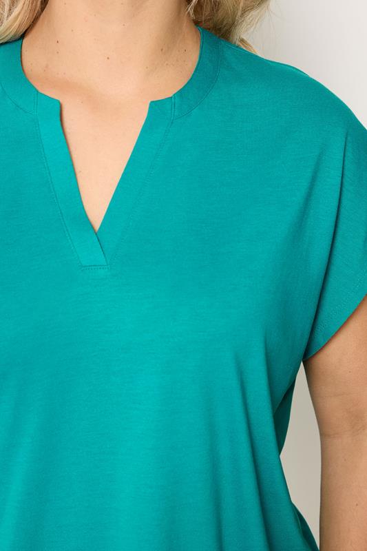 YOURS Plus Size Blue Notch Neck T-Shirt | Yours Clothing 4