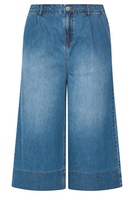 YOURS Plus Size Blue Cropped Deep Hem Jeans | Yours Clothing 6