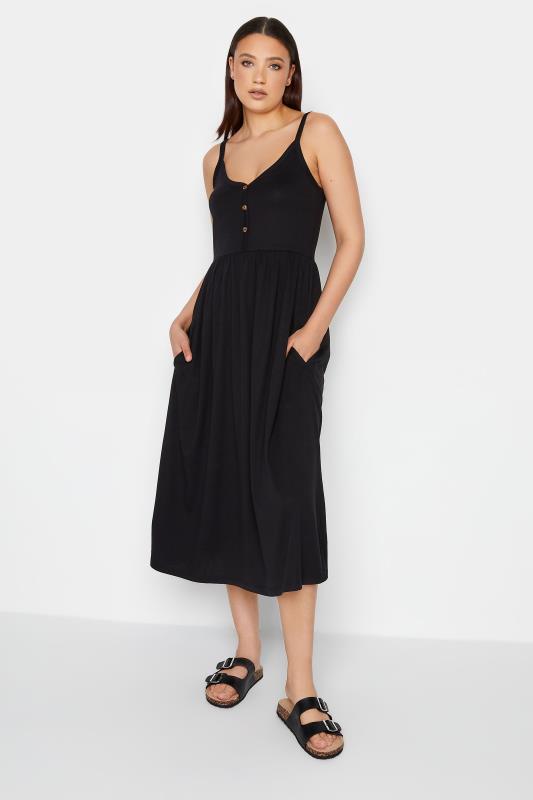LTS Tall Womens Black Button Through Cami Dress | Long Tall Sally  1