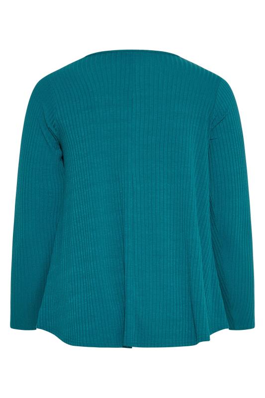 LIMITED COLLECTION Curve Teal Blue Ribbed Top_BK.jpg