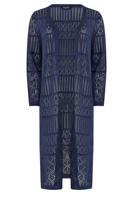 M&Co Navy Blue Pointelle Longline Cardigan | M&Co 5