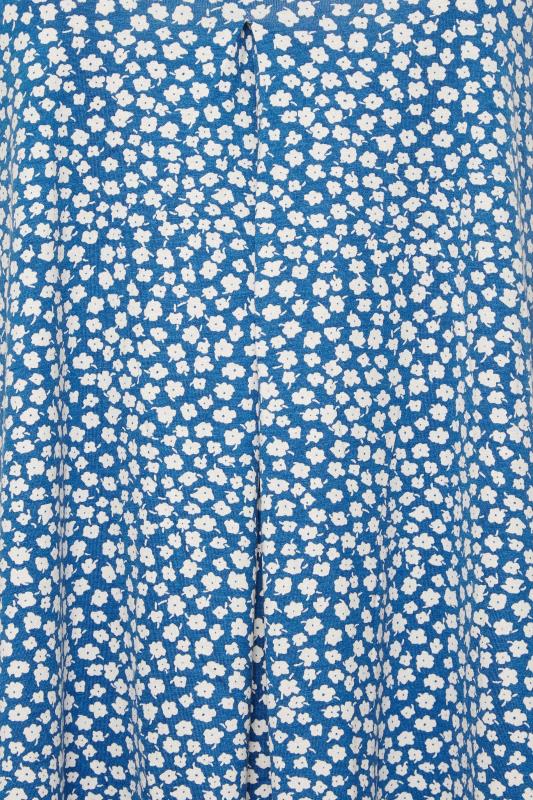 YOURS Plus Size Navy Blue Floral Print Pleat Front Vest Top | Yours Clothing 4