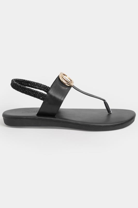 LIMITED COLLECTION Black & Gold Double Ring Toe Thong Sandals In Wide E Fit & Extra Wide EEE Fit 3