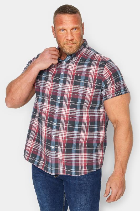 Men's  FARAH Big & Tall Red & Blue Short Sleeve Check Shirt