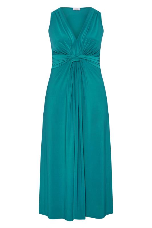 YOURS LONDON Plus Size Teal Blue Knot Front Maxi Dress | Yours Clothing  6