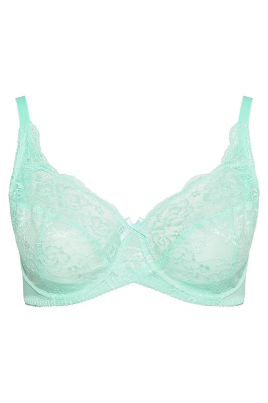 Plus Size Mint Green Stretch Lace Non-Padded Underwired Balcony Bra | Yours Clothing 4