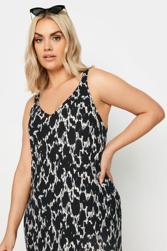 YOURS Plus Size Black Abstract Print Beach Dress | Yours Clothing 5