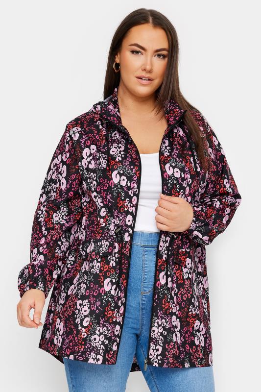 YOURS Plus Size Pink Leopard Print Ligtweight Parka Jacket | Yous Clothing 1