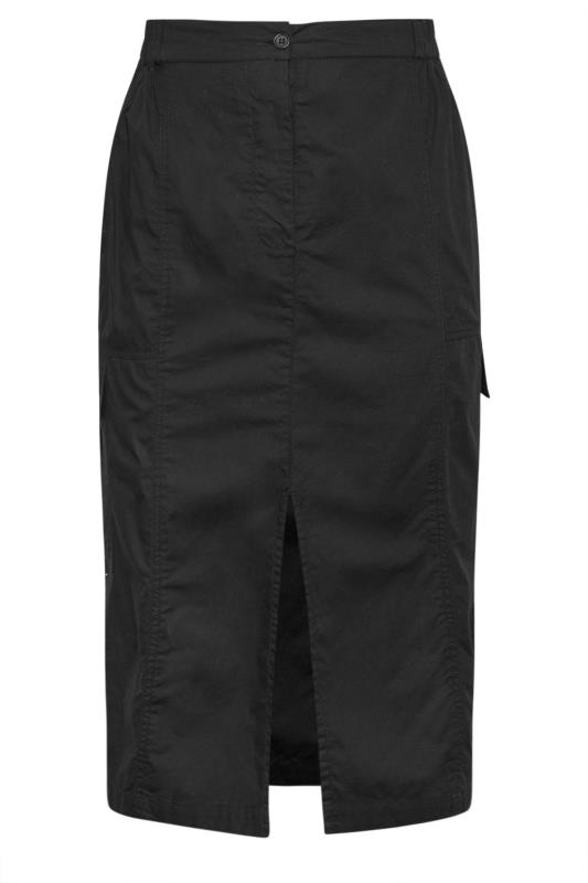 YOURS Plus Size Black Split Hem Cargo Midi Skirt | Yours Clothing 5