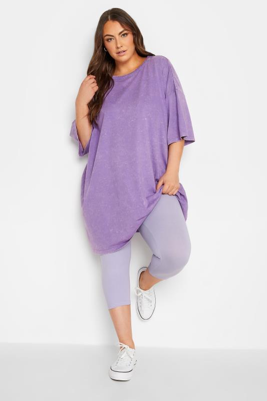 YOURS Plus Size Lilac Purple Cropped Leggings | Yours Clothing 2
