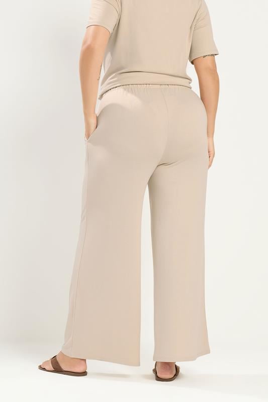 YOURS Plus Size Natural Brown Soft Touch Trousers | Yours Clothing 2