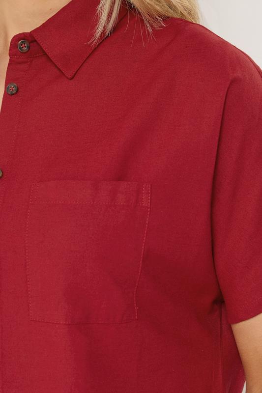 LTS Tall Women's Berry Red Short Sleeve Linen Shirt | Long Tall Sally 4