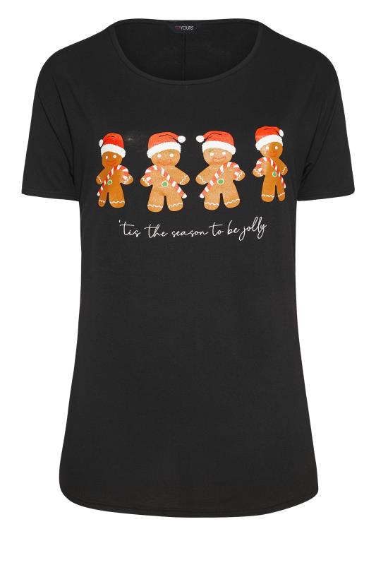 Black Gingerbread Print Christmas T-Shirt_F.jpg