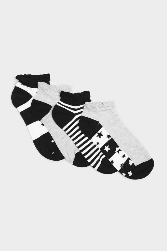  Grande Taille 4 PACK Multi Stars & Stripes Trainer Liner Socks