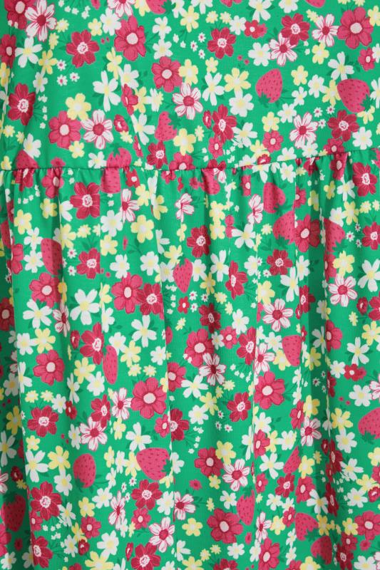 Curve Green Floral Smock Tunic Dress 5