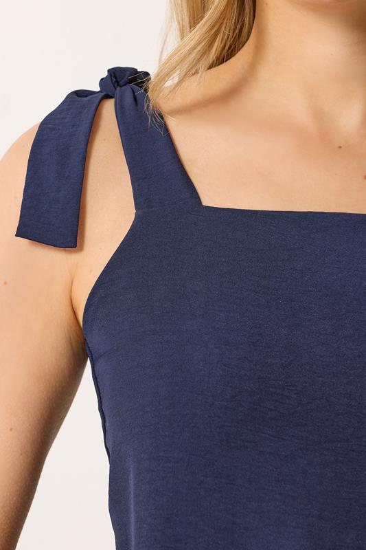 LTS Tall Women's Navy Blue Tie Detail Midi Sundress | Long Tall Sally 4