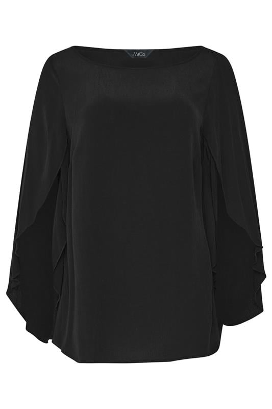 M&Co Black Long Angel Sleeve Blouse | M&Co 5