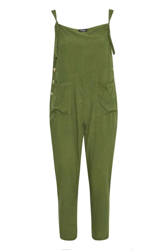 LIMITED COLLECTION Curve Khaki Green Pocket Dungarees 6