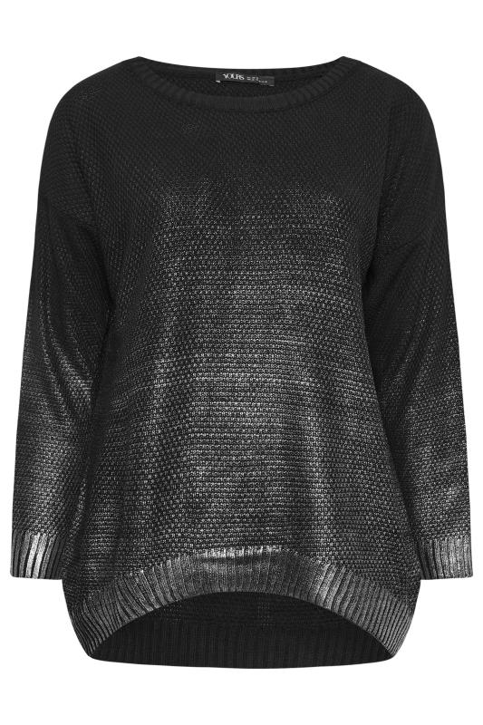 YOURS Plus Size Black Foil Printed Jumper | Yours Clothing 6