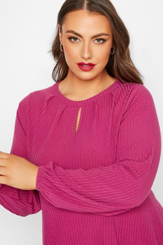 LIMITED COLLECTION Plus Size Pink Peplum Keyhole Top | Yours Clothing  4
