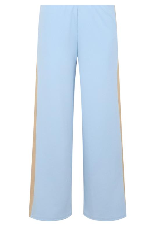 PixieGirl Petite Women's Light Blue Side Stripe Scuba Wide Leg Trousers | PixieGirl 5
