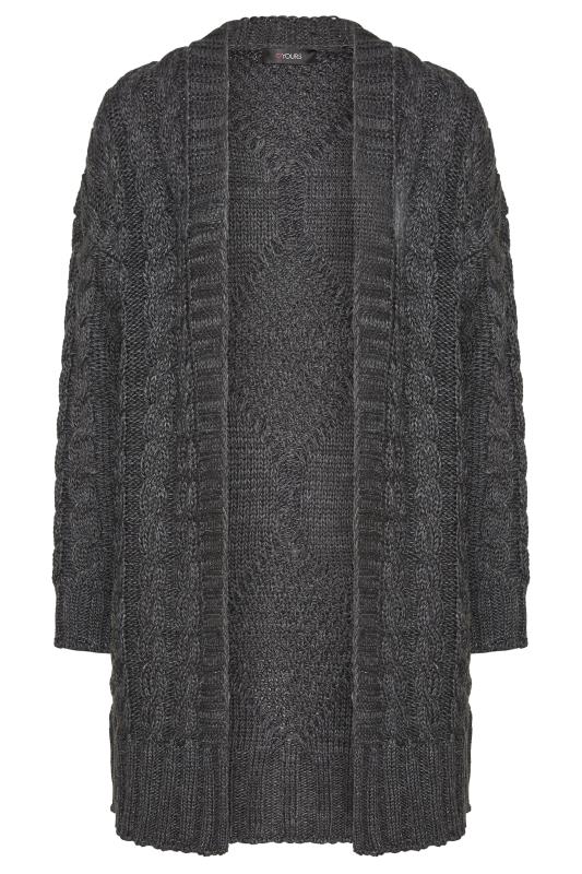 Plus Size Curve Grey Cable Knit Cardigan | Yours Clothing  6
