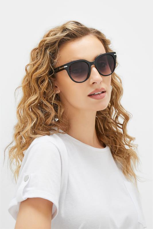 Black Oversized Silver Detail Sunglasses 2