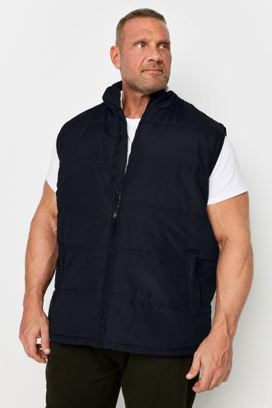 Men's  KAM Big & Tall Black Quilted Padded Gilet