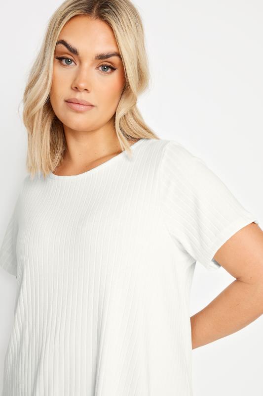 YOURS Plus Size Blue Ribbed Short Sleeve Swing Top | Yours Clothing 4
