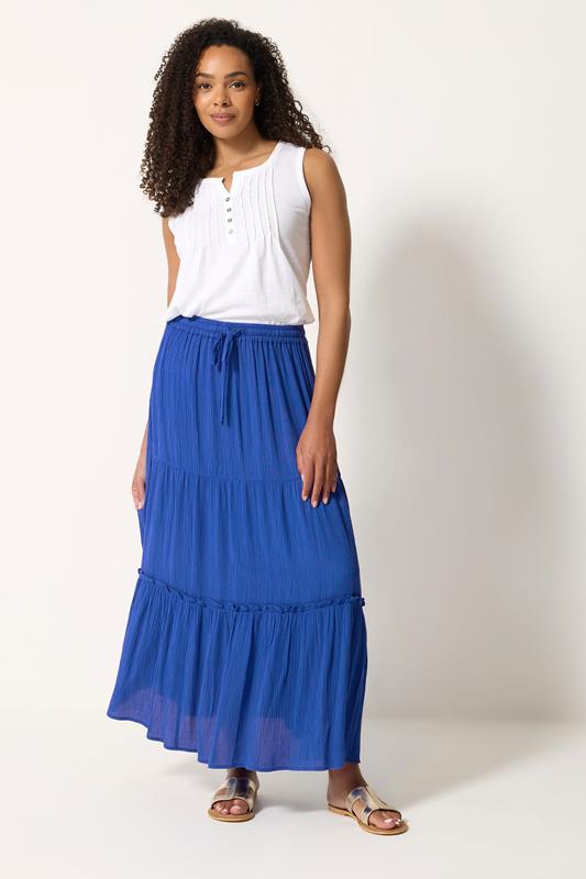 M&Co Blue Crinkle Maxi Skirt | M&Co  2