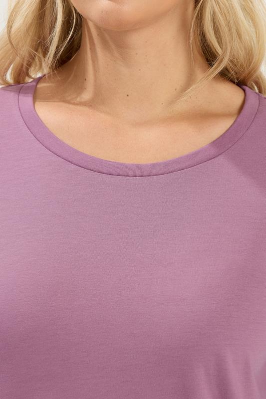 YOURS Plus Size Light Purple Long Sleeve Core T-Shirt | Yours Clothing 4
