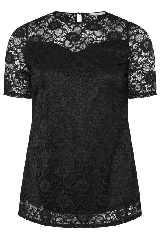 YOURS LONDON Plus Size Black Lace Sweetheart Top | Yours Clothing 5