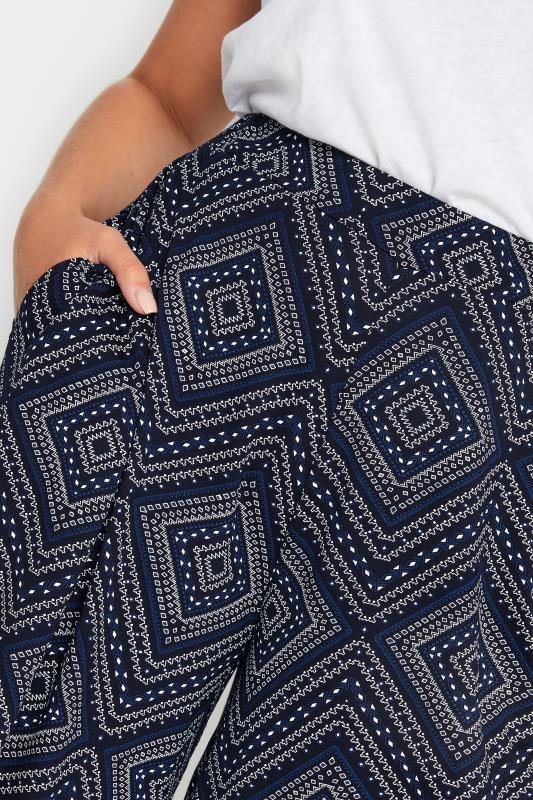 YOURS Plus Size Navy Blue Aztec Print Jersey Shorts | Yours Clothing 3