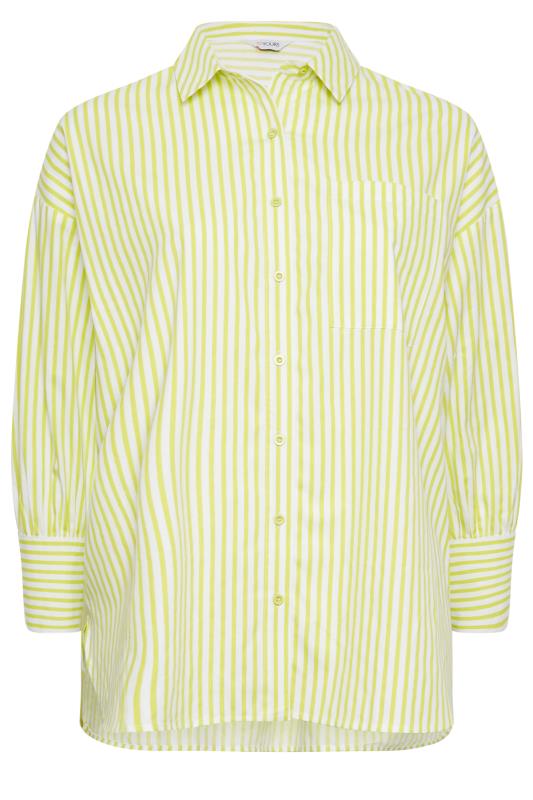 YOURS Plus Size Lime Green Stripe Poplin Oversized Shirt| Yours Clothing 6