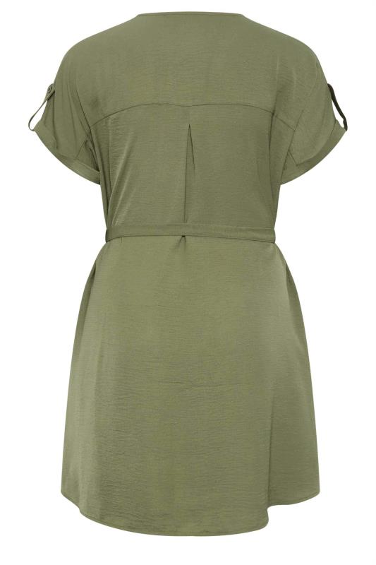 YOURS Curve Plus Size Khaki Green Utility Dress | Yours Clothing  7