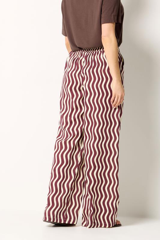LTS Tall Burgundy Red Wavy Print Wide Leg Trousers | Long Tall Sally 2