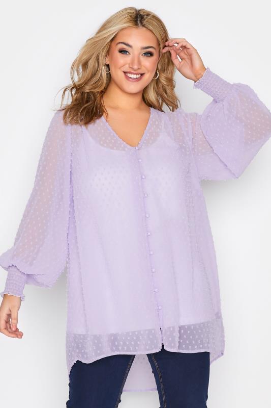  Tallas Grandes YOURS LONDON Curve Purple Dobby Blouse