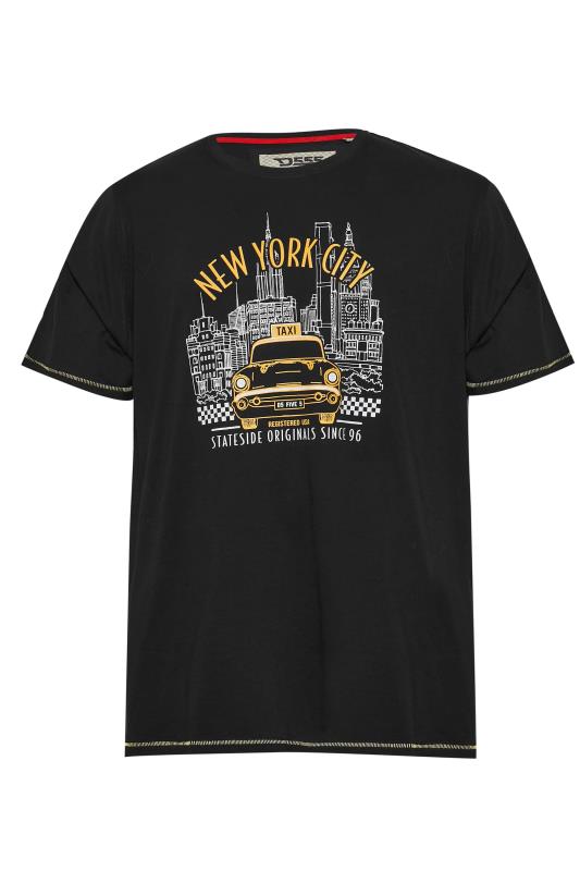 D555 Big & Tall Black New York Taxi Printed T-Shirt 2