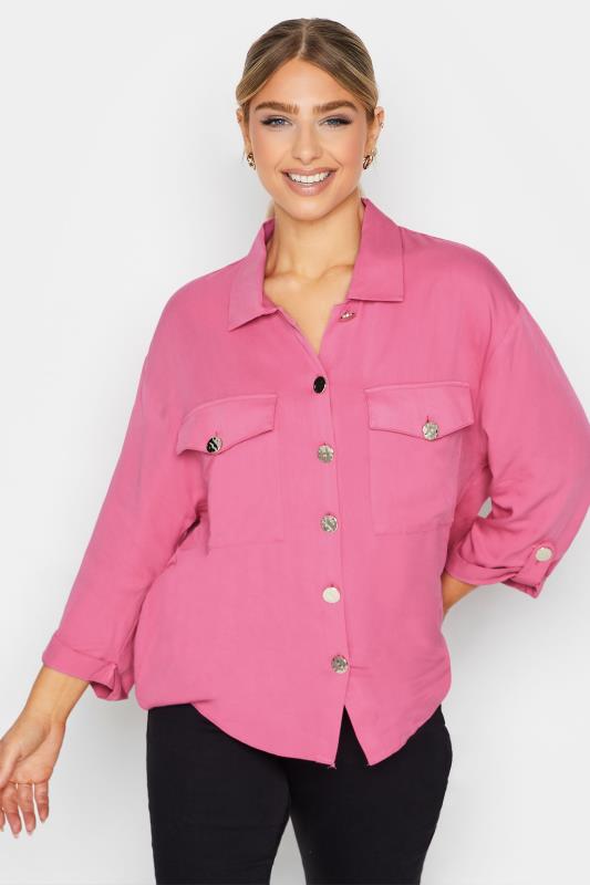  Tallas Grandes M&Co Pink Statement Button Shirt