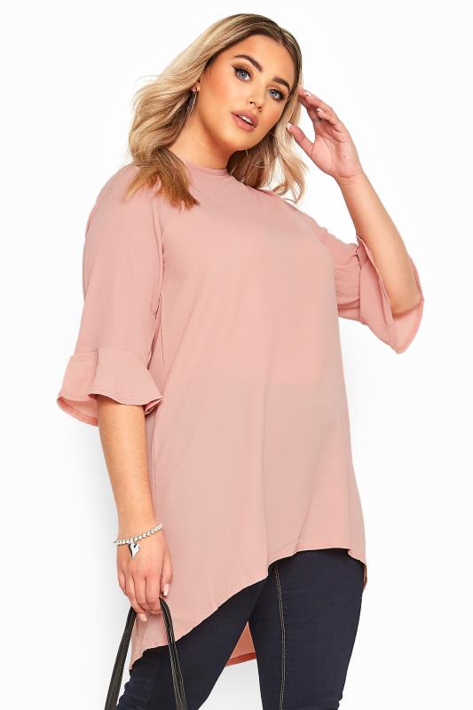 YOURS LONDON Blush Pink Flute Sleeve Blouse | Yours Clothing 1